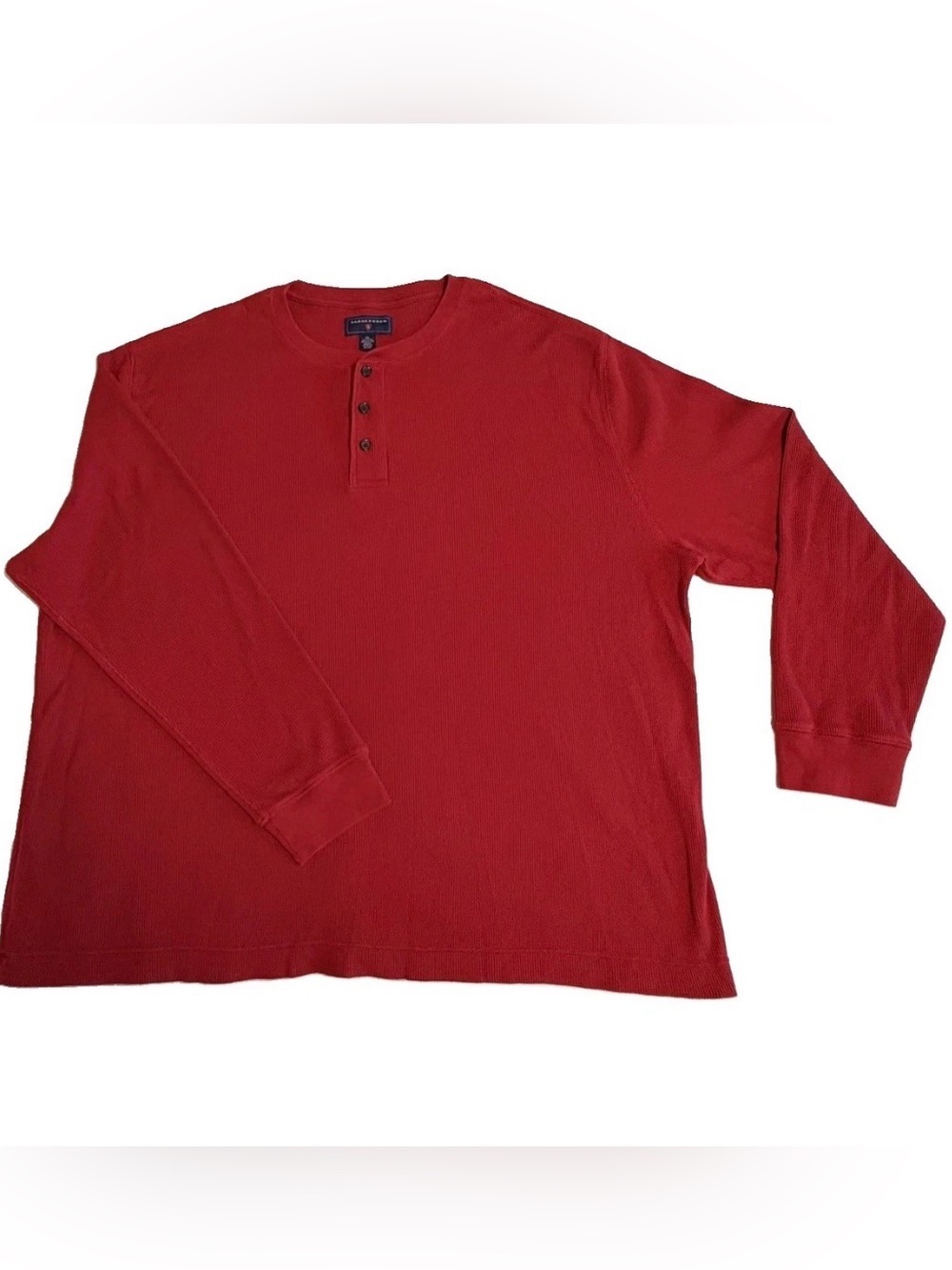 Saddlebred Henley Shirt Mens 2XL Red Waffle Knit Thermal Long Sleeve Casual